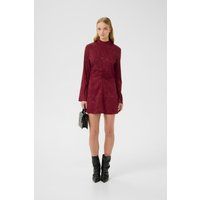 Mini-Kleid mit Rosenjacquard und Stehkragen