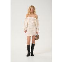 Schulterfreies Minikleid mit Raffungen