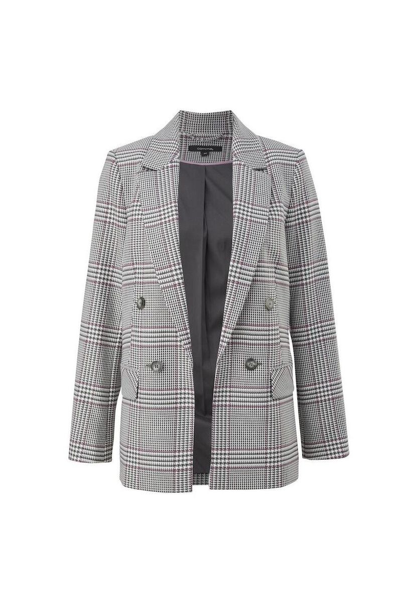 Zweireihiger Blazer mit Glencheck-Muster