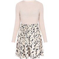 Minikleid mit Stehkragen und Animal-Print