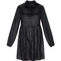 Strukturiertes Samt Mini Hemdblusenkleid