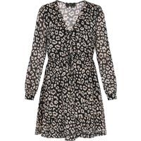Chiffon-Minikleid mit Leopardenmuster