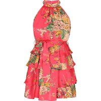 Florales Neckholder-Minikleid mit Stufenrock