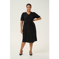 Strukturiertes Midi-Kleid mit Puffärmeln