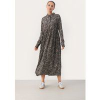 Gemustertes Midi-Hemdblusenkleid mit Stufen