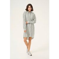 Lockeres Gestreiftes Leinen-Hemdblusenkleid