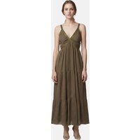 Verziertes gestuftes Baumwoll-Maxikleid