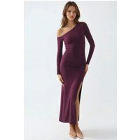 Asymmetrisches Maxikleid mit Raffung