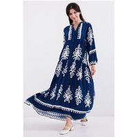 Bedrucktes Maxikleid mit V-Ausschnitt