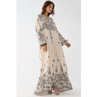Bedrucktes Paisley-Maxikleid mit V-Ausschnitt