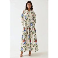 Florales Maxikleid in Leinenoptik