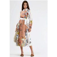Geblümtes Hemdkleid mit Bindegürtel