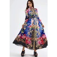 Maxikleid mit floralem Barockmuster