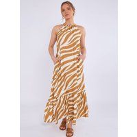 Maxikleid mit Neckholder und Zebra-Print