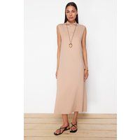 Minimalistisches ärmelloses Maxikleid mit Stehkragen