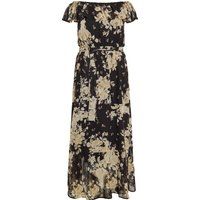 Schulterfreies Maxi-Blumenkleid