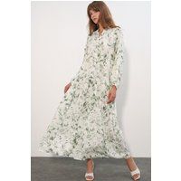 Luftiges Maxikleid mit Blattmuster