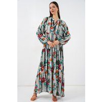 Gestuftes Maxikleid mit abstraktem Blumenmuster