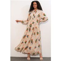 Boho-Maxikleid mit Blumenmuster und Knopfleiste