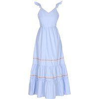 Besticktes gestuftes Maxikleid mit Rüschen