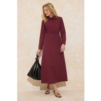 Langärmeliges Maxi-Hemdblusenkleid in A-Linie