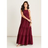 Gestuftes Neckholder-Maxikleid