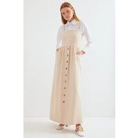 A-Linien Maxi-Schürzenkleid mit Knöpfen