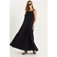 Fließendes Maxikleid mit gerafftem Ausschnitt
