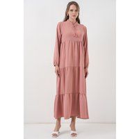 Luftiges Stufen-Maxikleid mit Quasten-Bindedetail