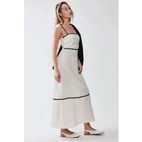 Maxikleid mit Zackenlitzen-Besatz