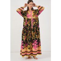 Gestuftes Maxi mit Barock-Blumenmuster