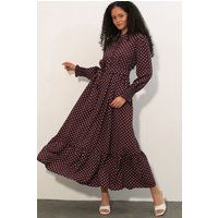 Midi-Hemdblusenkleid mit Polka Dots
