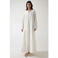 Gestuftes Maxikleid aus Baumwoll-Lochspitze