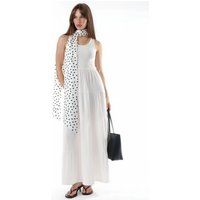 Strukturiertes Maxi-Kleid mit U-Ausschnitt