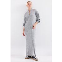 Geripptes Strick-Maxikleid mit Reißverschluss