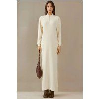 Geripptes Strick-Maxikleid mit Reißverschluss