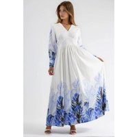 Maxikleid mit tropischem Blattmuster
