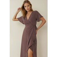 Maxi-Wickelkleid mit Polka-Dots