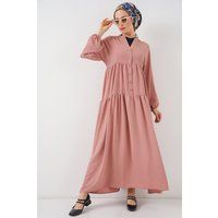 Gestuftes Maxi-Kleid aus Crêpe