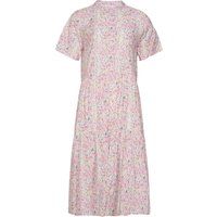 Lockeres gestuftes Midi-Blumenkleid