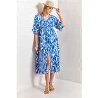 Bedrucktes Midikleid mit V-Ausschnitt