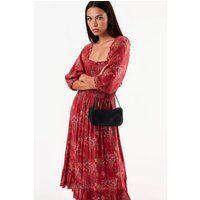 Gesmoktes Midi-Kleid mit Blumenmuster
