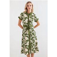 Midi-Hemdblusenkleid mit Blumenmuster