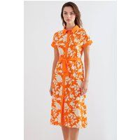 Florales Midi-Hemdblusenkleid mit Gürtel