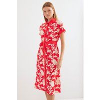 Florales Midi mit durchgehender Knopfleiste