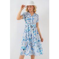 Florales Midi-Kleid mit V-Ausschnitt