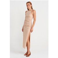 Körperbetontes Halter-Midikleid mit Schlitz
