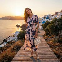 Elegantes Wickel-Midikleid mit Tierprint