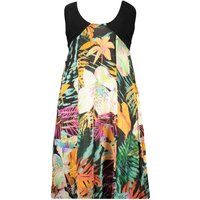Maxi-Kleid mit Tropenprint und Smok-Detail