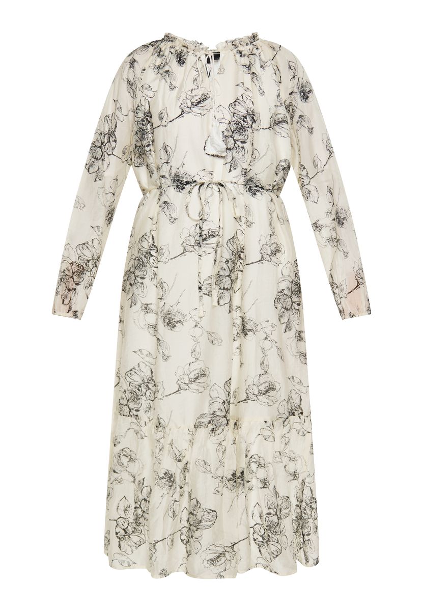 Florales Chiffon-Midikleid mit Gürtel